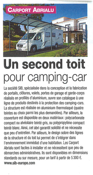 Carport Abrialu SIB dans le monde du camping car