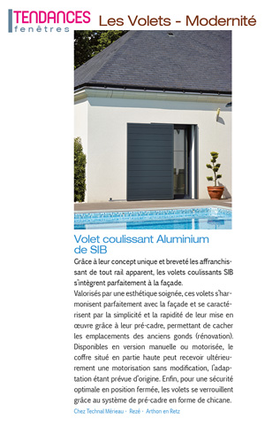 Les volets coulissants SIB dans Tendances Magazine