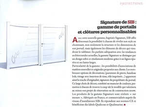 Article SIB dans Verre et protections magazine - Octobre 2015