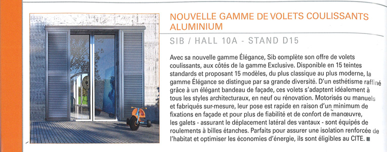 Article volets alu coulissants Elegance