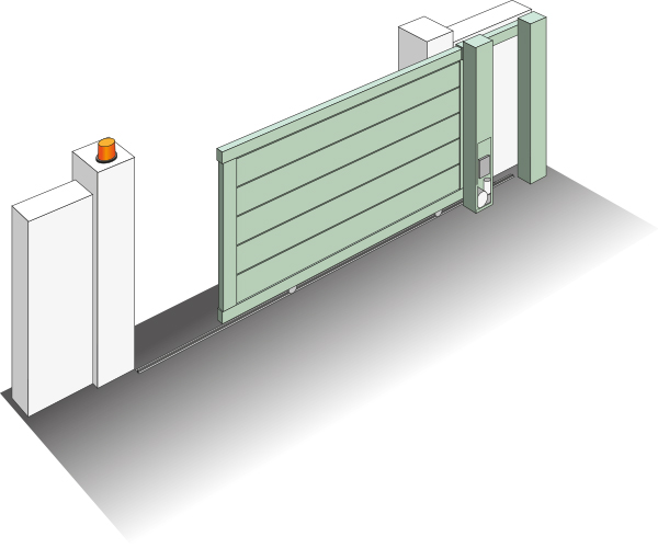 Moteur intégré dans poteau portail coulissant