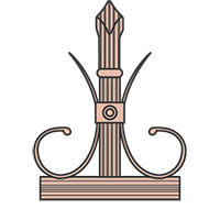 Décor tube simple avec fer de lance et volute