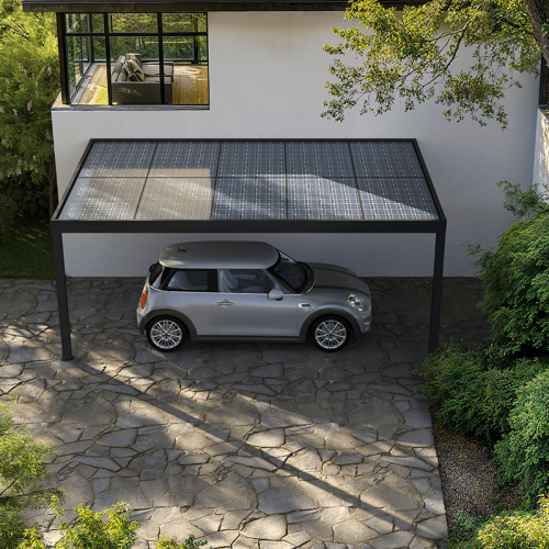 Carport photovoltaïque adossé gamme Optimo - RAL7016